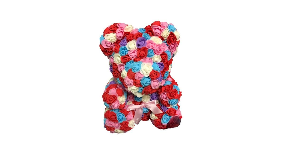 Rose Bear Πολύχρωμο σε Διάφανη Συσκευασία